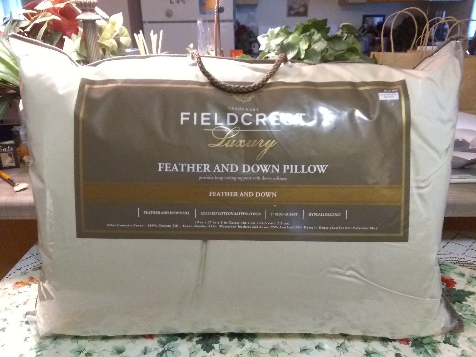 Never used, feather/down, pillow.