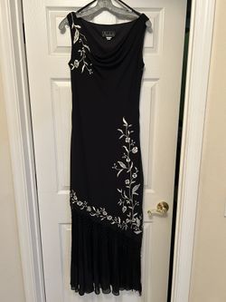 Alex Evenings Black Dress With Floral Accents