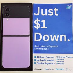 Samsung Galaxy Z Flip 4 5G  Unlocked, FREE Smartwach/ Headphones. Pay $1 Today Rest in payments. NO CREDIT NEEDED FINANCING