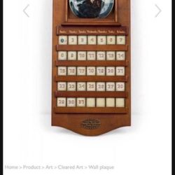 RARE Norman Rockwell American Mid-Century Porcelain Plate and Tile Wooden Wall Calendar  