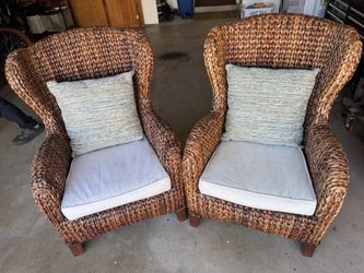 Wing chairs pottery barn seagrass set of 2 chairs