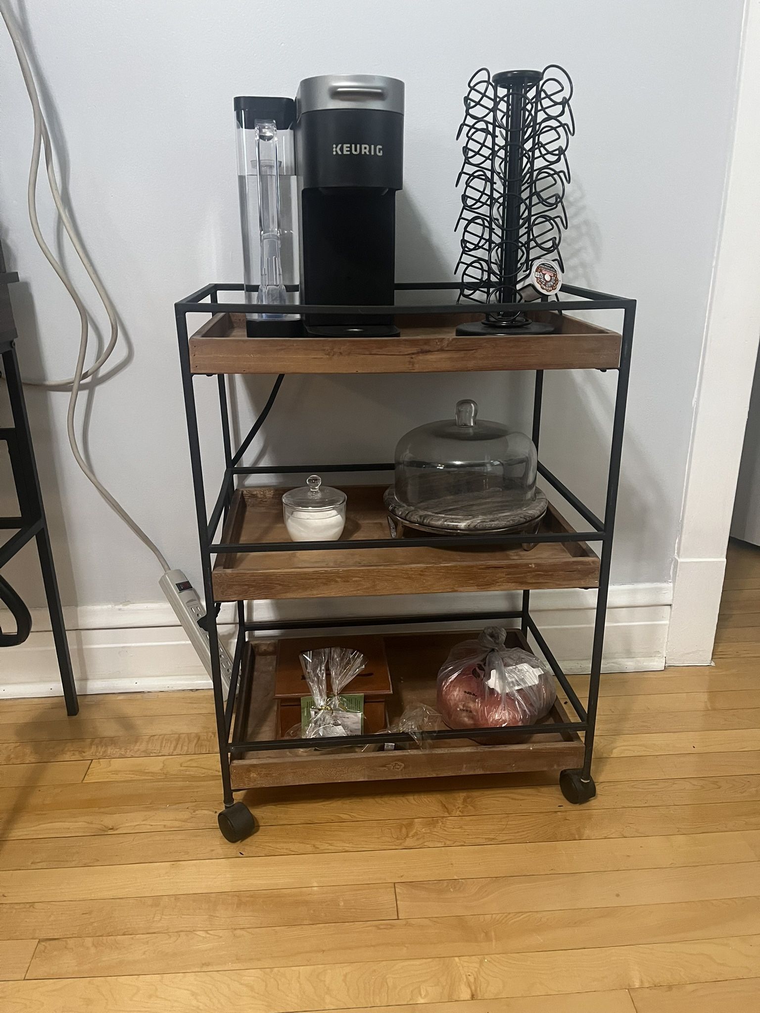 3-tier Rolling Coffee Cart Kitchen Storage Cart