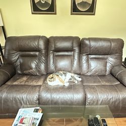82” Leather Recliner Couch
