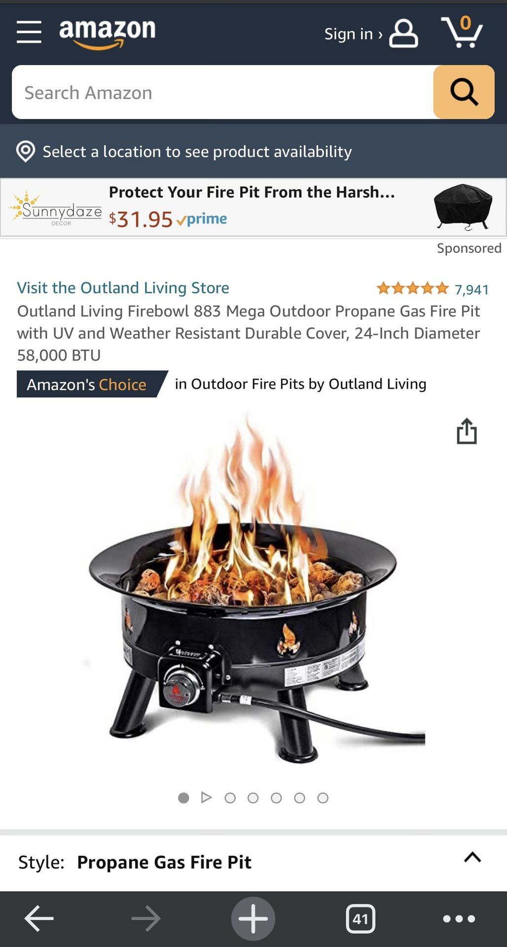 Outland Living Firebowl 883 Mega Outdoor Propane Gas Fire Pit with UV