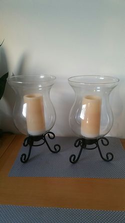 Metal glass vase candle holder