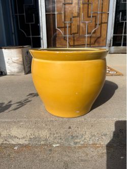 Yellow Ceramic Fishbowl Planter