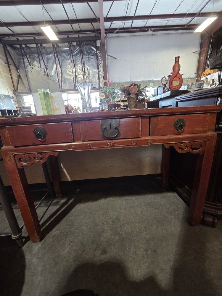 1920's Oriental Red Lacqured Table