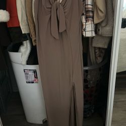 Long Brown Dress With Slit 