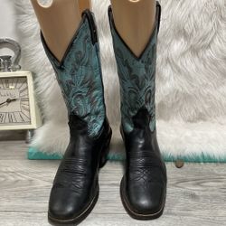 BOULET WESTERN LEATHER WOMEN'S BOOTS SIZE 8 CANADA MADE 