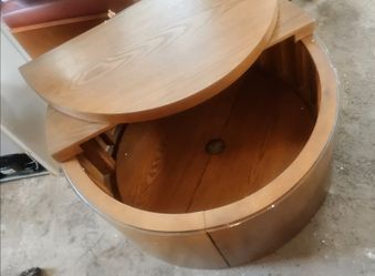 Round Wood Storage Coffee Table