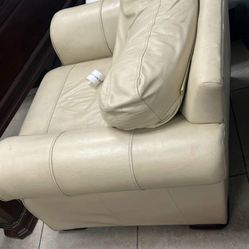 Leather Beige Couch 