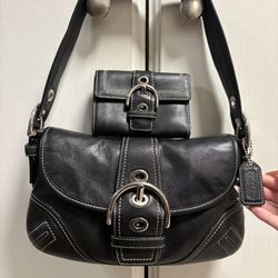 Authentic Coach Black Leather Mini Soho Set