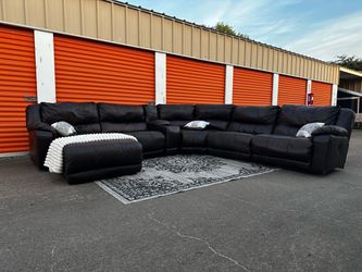 FREE DELIVERY 🛋️ XL Dark Brown Genuine Leather Reclining Sectional