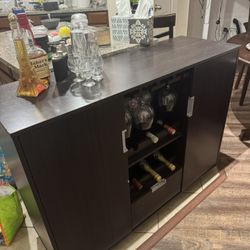 RGkuti Espresso 2-Door Wine Cabinet,Wine Storage,Wine Rack Freestanding Floor