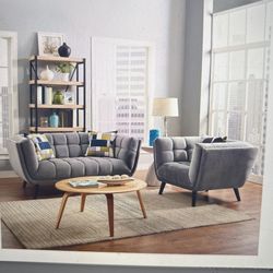 MUST  GO✅REDUCED TO LAST PRICE! Apartment Size Sofa & Armchair 2 Piece Suede Set From Modway Furniture!