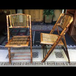 2 Bamboo Folding Chairs Like New, Very Sturdy 18" x 19" top seat  18" floor to seat  36" back