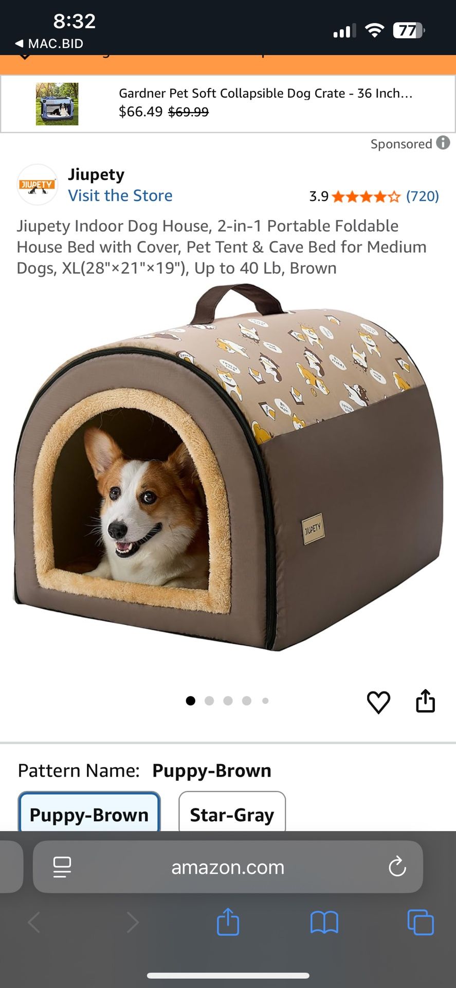 Jiupety Indoor Dog House XL Up To 40lbs