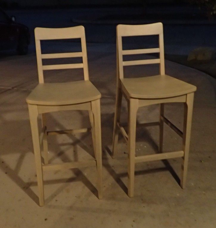 New Set of 2 Wood Ladder Back Stool Bar Height - Hearth & Hand with Magnolia