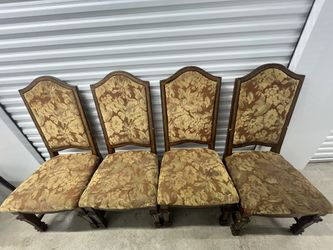 Red and brown patterned dining chair
