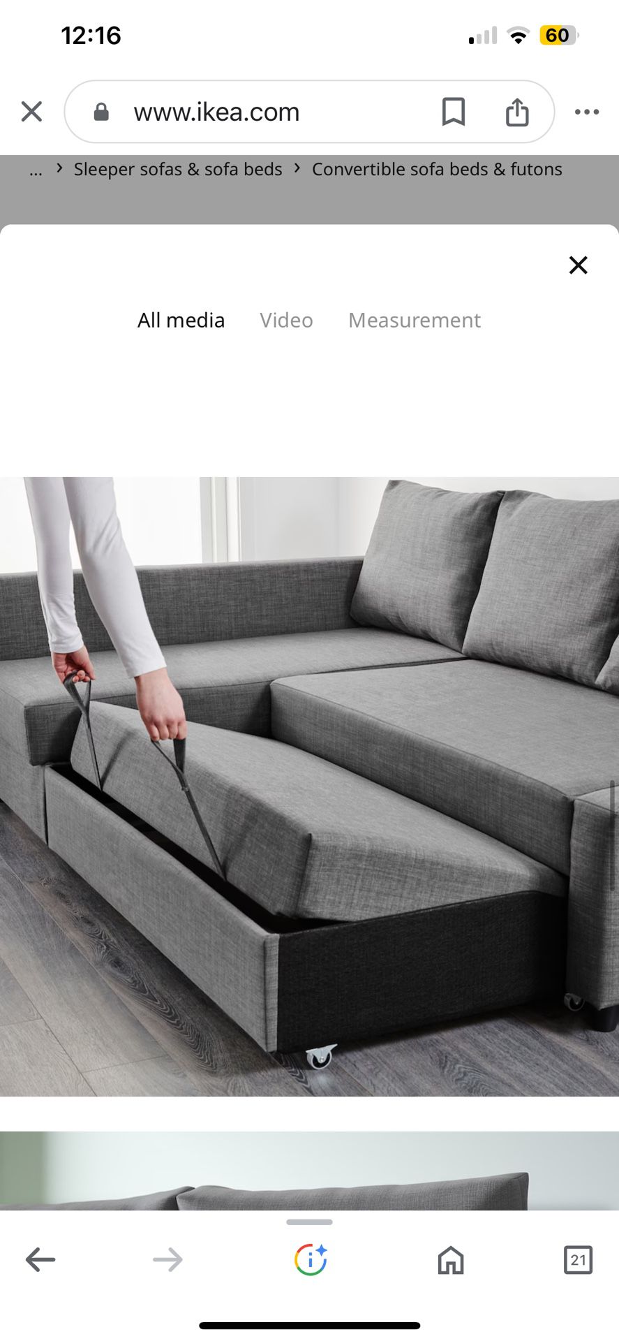 Ikea Sleeper Sofa, Couch L Shape 