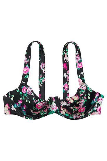 Victoria’s Secret Wicked Bikini Top Swim Underwire Black Floral Size 36B NEW