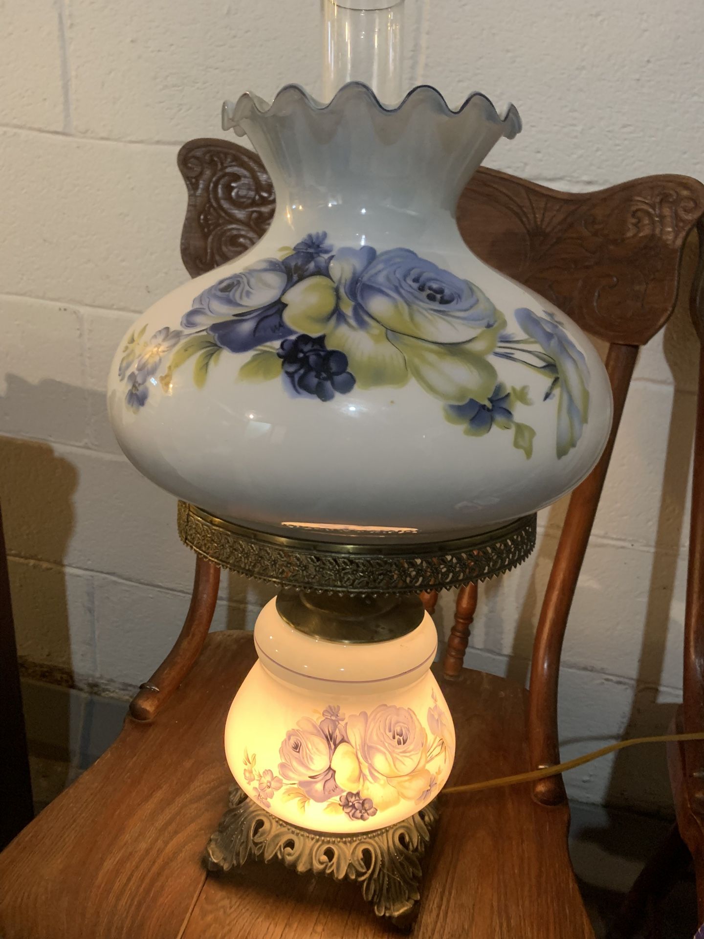 Antique Blue Hurricane Lamp
