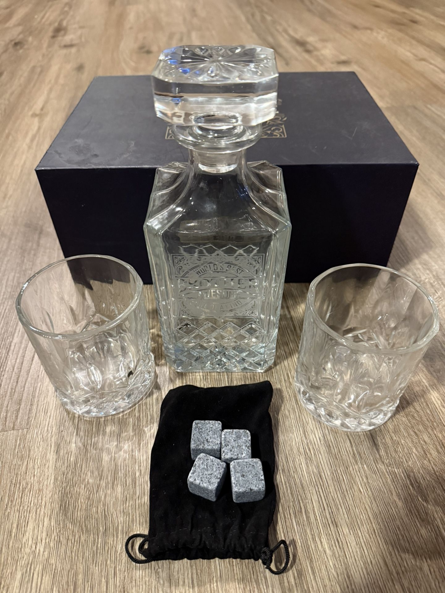 Royal Vintage “Awesome Brother” Whiskey Decanter, 2 Glasses And Cubes Gift Set