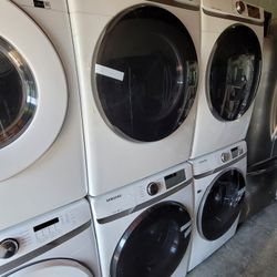 New Samsung Large Capacity Front Load Washer And Stackable Gas Dryer Set With Steam 