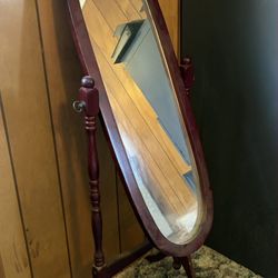 Oval tilting full length mirror -cherry finish