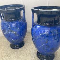 Vintage Blue Ceramic Vases