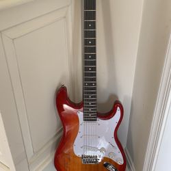Stat Style Solid Wood Cherry Sunset Rosewood Fingerboard Electric Guitar, Guitar Bag, Strap