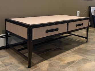 Industrial Trunk-Style Coffee Table with Drawers