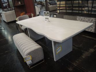 Circa Loft Live Edge Whitewash Dining Table - Floor Sample - Huge Savings