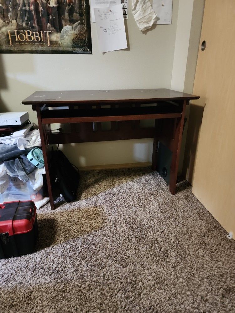 Wood Desk With Slide Out