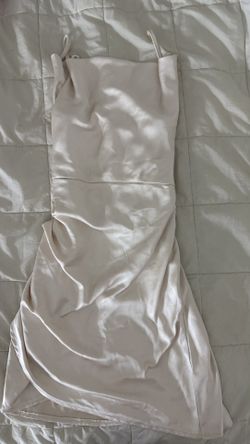 Champagne Satin Slit Dress