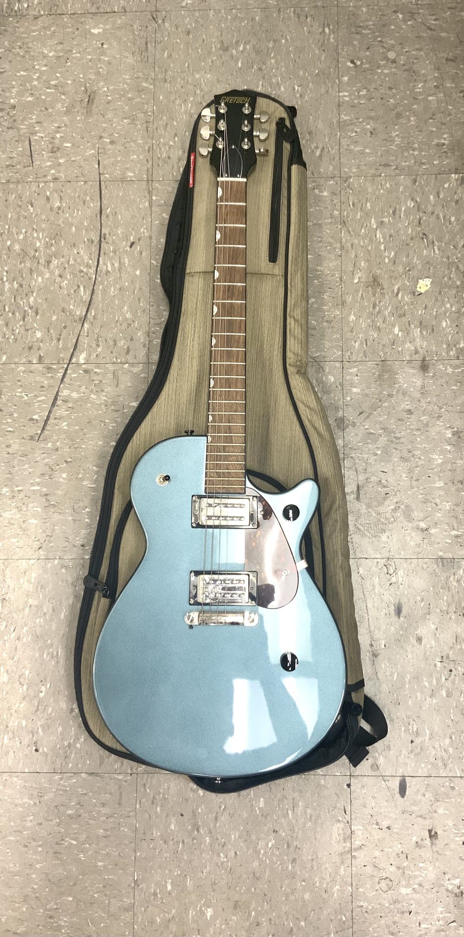 Gretsch 6 String Electric Guitar Gunmetal Color Bridge Pick Up Jazz Rock Classic Blues Body Neck Vintage Music Audio Studio Live Performance