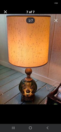 Antique Ornate Green Glass/brass Lamp