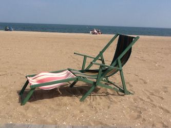 Antique deck chair and ottoman