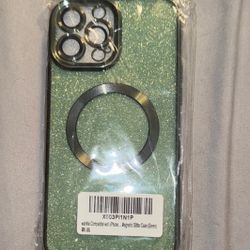 Green Glitter Magnetic Phone Case IPhone 14/15