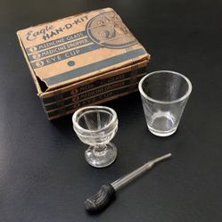 Vintage Eagle Han-D-Kit Eye Wash Kit - Medicine Glass, Dropper & Eye Cup - VERY RARE!!