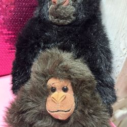 Ty Gorilla “George” 1995 Plush Stuffed Animal 10” & Baby Primate 7”