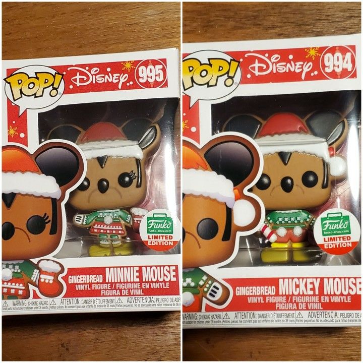 Gingerbread Mickey & Minnie Mouse Limited Edition Exclusive Funko Pop Bundle