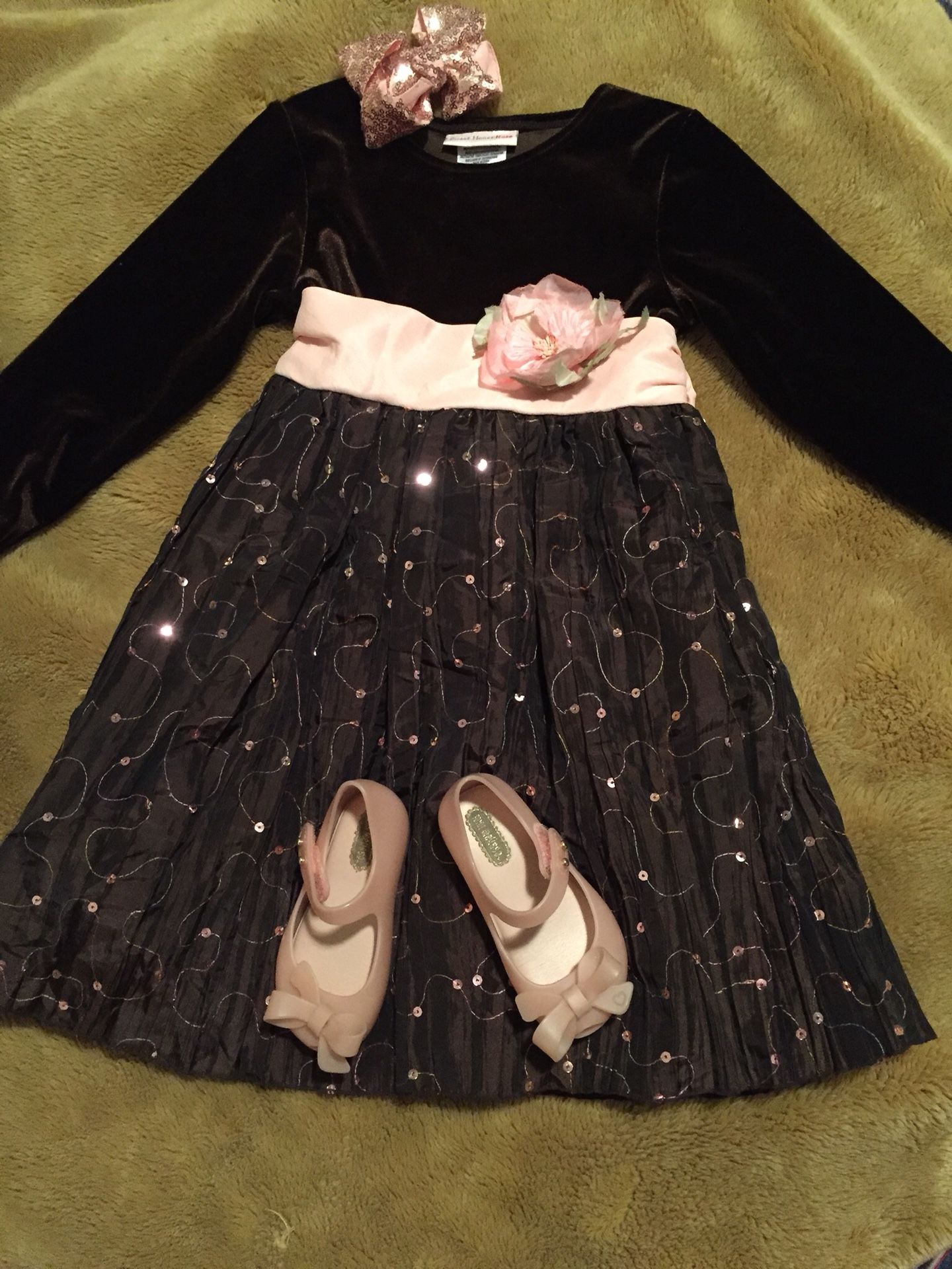 NWOT 4T Tea Length Brown Pink Dress