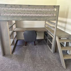 Custom made loft bed Full size with desk and stairs