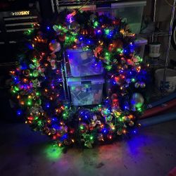 60” Decorated Lighted Christmas Wreath 