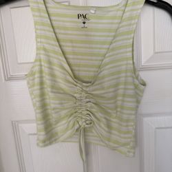 Green and white striped PacSun crop top size small