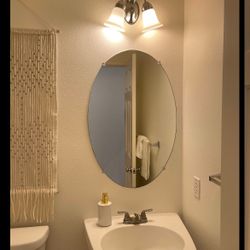 Oval Frameless Powder Bath Mirror