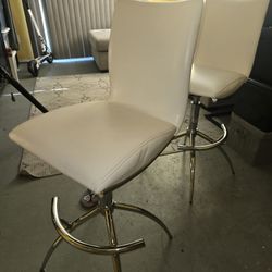 Stools White Leather 