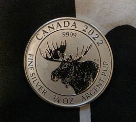 2022 Canada $2 Moose 3/4 oz .9999 silver round