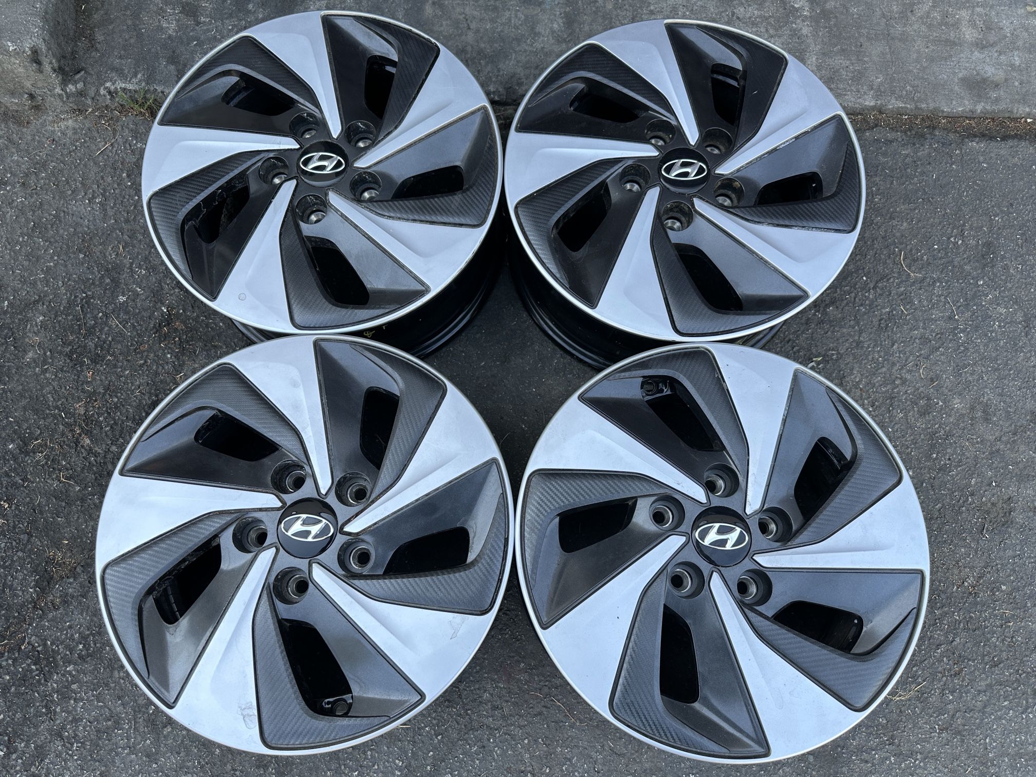 Stock Hyundai Ioniq 15 inch wheels. 5 on 4.5 lug pattern